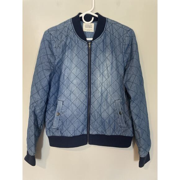 Ashley By 26 International Jackets & Blazers - Ashley by 26 International Quilted Blue Denim Jacket Women's Small Full Zip READ